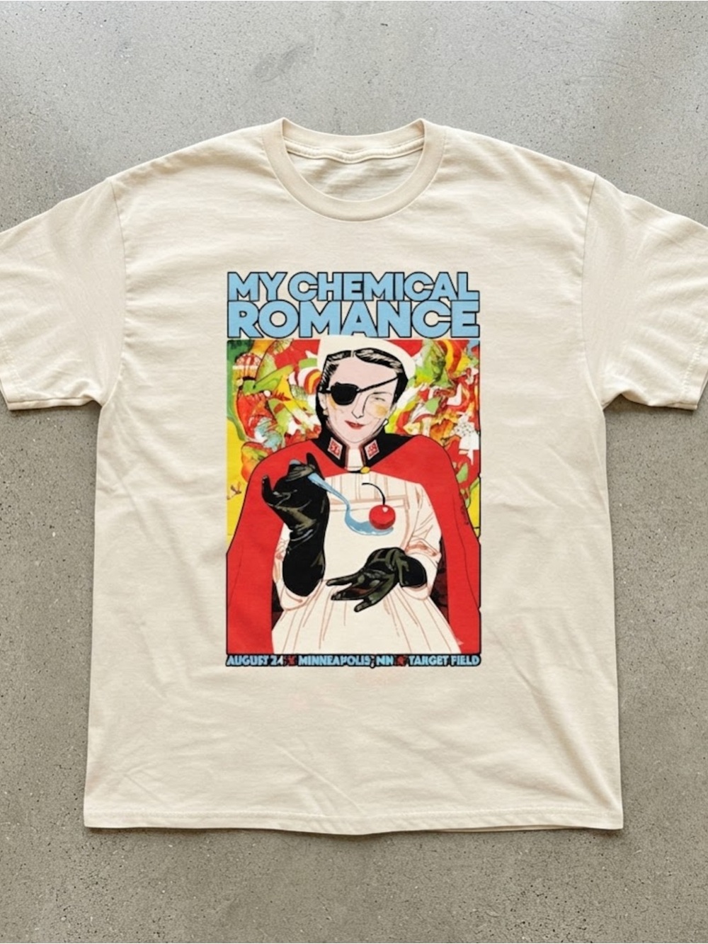My Chemical Romance Nurse Graphic Cream Cotton Gildan T-Shirt MCR
